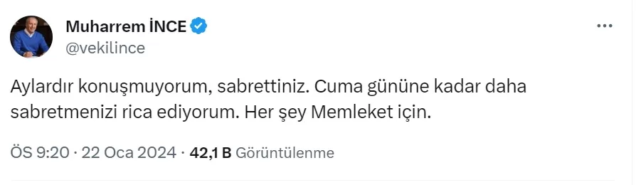 Muharrem İnce Cuma Günü ne açıklayacak?