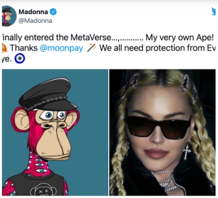 Madonna'dan NFT yatırımı: 'Sıkılmış Maymun'a 570 bin dolar