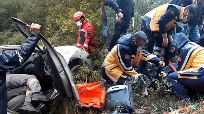 Sağlıkçıların otomobili şarampole devrildi! 3 kişi yaralandı