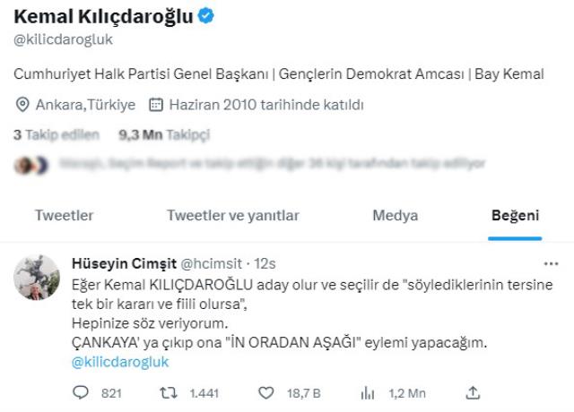 Kemal Kılıçdaroğlu'nun beğendiği tweet gündem oldu!