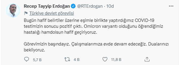 Cumhurbaşkanı Erdoğan koronavirüse yakalandı