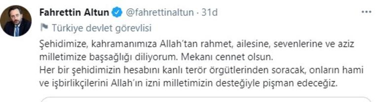 İletişim Başkanı Altun: "Her bir şehidimizin hesabını kanlı terör örgütlerinden soracağız"