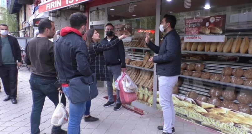 Pide kuyruğunda maske tartışması!