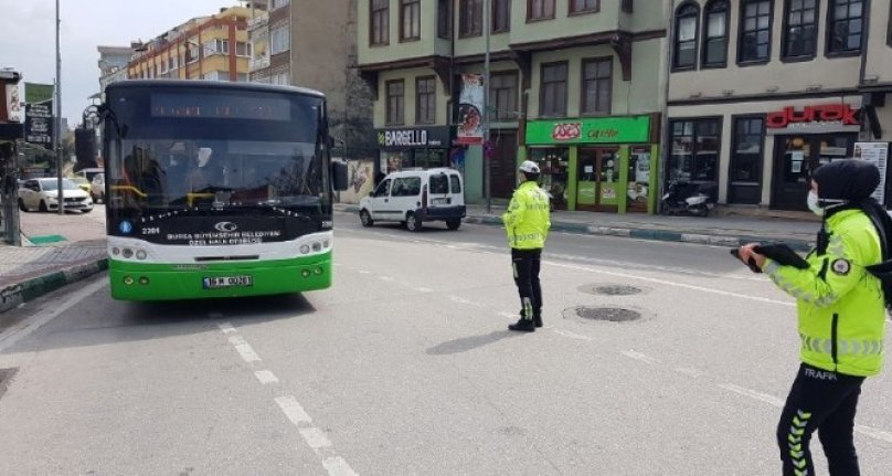 Bursa'daki toplu taşımalara koronavirüs denetimi