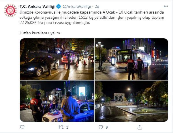 Ankara Valiliği duyurdu! Bin 512 kişiye korona cezası