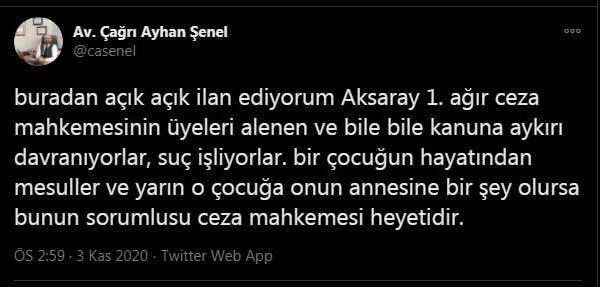 Avukat sosyal medyadan tepki gösterdi! Mahkeme heyeti davadan çekildi