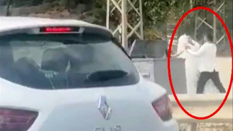 Damat yol kenarında gelini tekme tokat dövdü