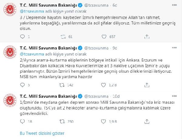 MSB deprem sonrası harekete geçti!