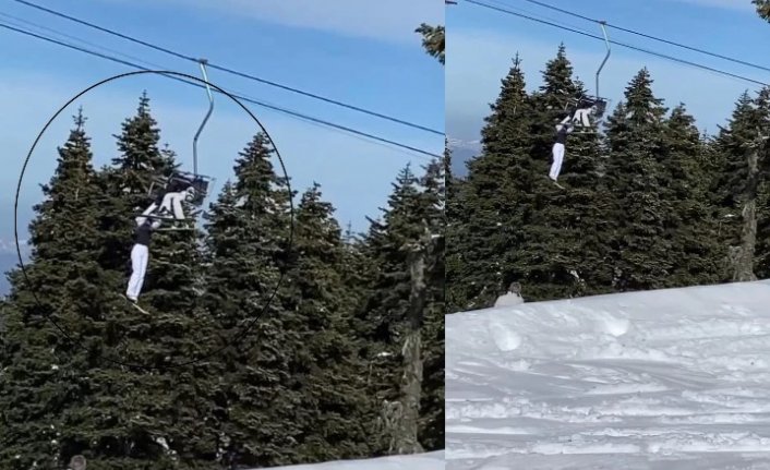 Uludağ'da telesiyejde korku dolu anlar!