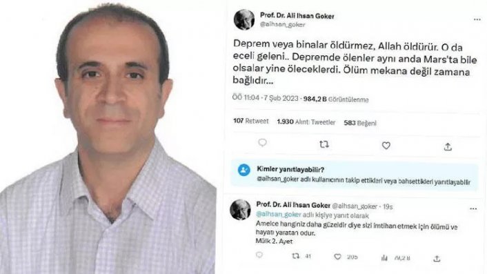 'Deprem öldürmez, Allah öldürür' diyen profesöre savcılık soruşturması