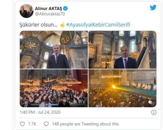 Ayasofya-i Kebir Cami-i Şerifi'nde 86 yıl sonra ilk cuma namazı kılındı! Başkan Aktaş da katıldı