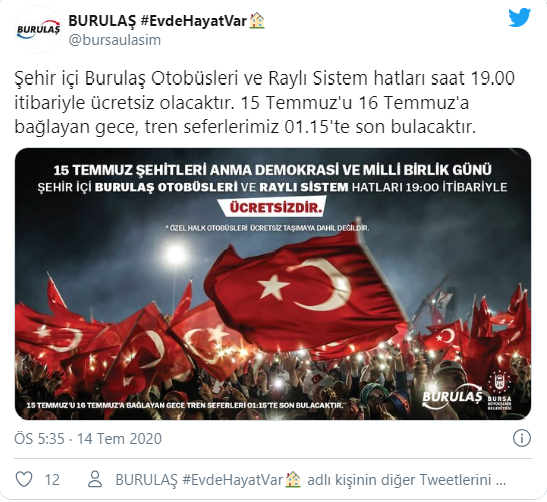 BURULAŞ'tan duyuru! Ücretsiz olacak