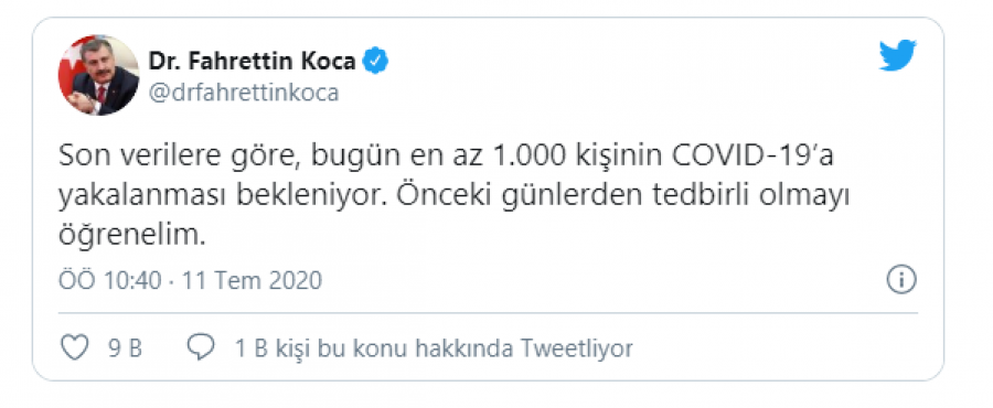 Bakan Koca uyardı: Bugün en az 1000 kişi yakalanacak