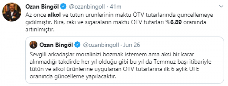 Alkol ve sigaraya zam geldi!