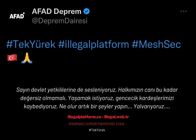 AFAD'ın resmi hesabı kısa süreliğine hacklendi!