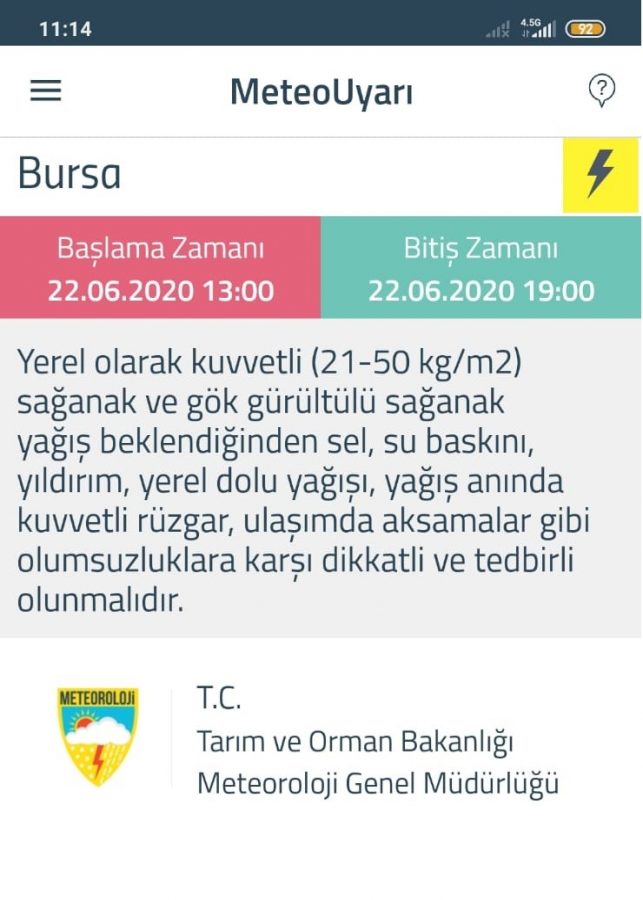 Bursa için 'sarı' uyarı yapıldı!