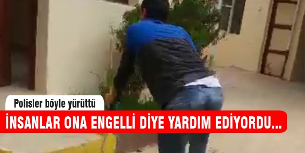 Engelli taklidi yaparak dilenen şahıs yürürken yakalandı