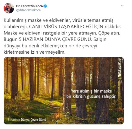 Sağlık Bakanı Fahrettin Koca'dan maske açıklaması