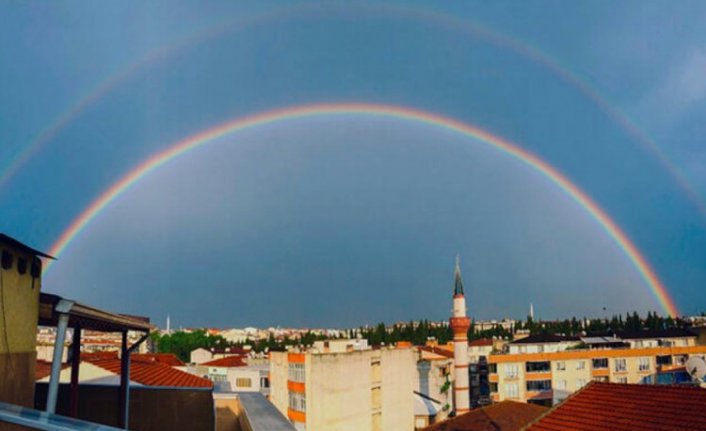 Bursa'da çift gökkuşağında eşsiz görüntüler