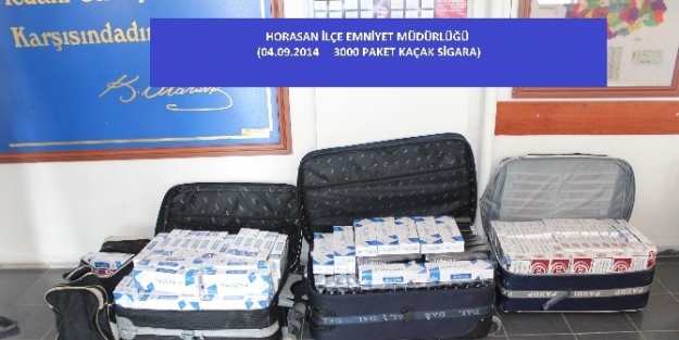 Horasan’da 3 Bin Paket Kaçak Sigara Ele Geçirildi