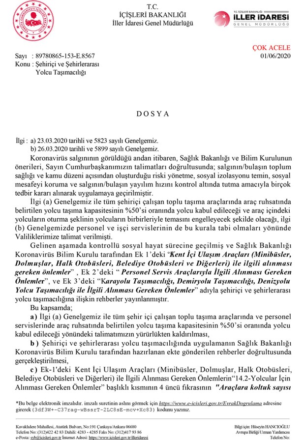 Toplu taşımada yüzde 50 yolcu taşıma sınırlaması kaldırıldı