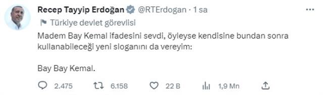 Erdoğan "Bay Bay Kemal" dedi, Kılıçdaroğlu meşhur sahneyle yanıt verdi