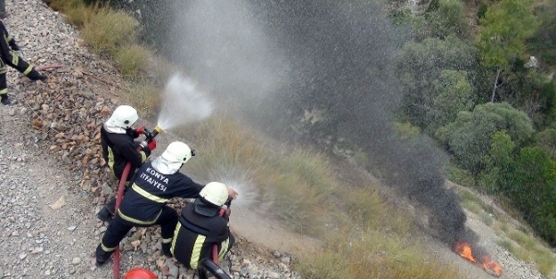 Akşehir İtfaiye’sinden Gerçeğini Aratmayan Tatbikat