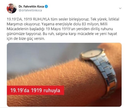 Sağlık Bakanı Koca'dan 19.19 paylaşımı