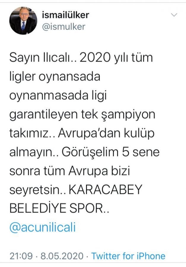 Lig bitmeden şampiyon olan kulübün Başkanından Acun Ilıcalı'ya teklif!