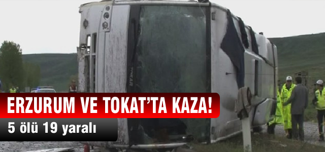 Erzurum'da otobüs devrildi!
