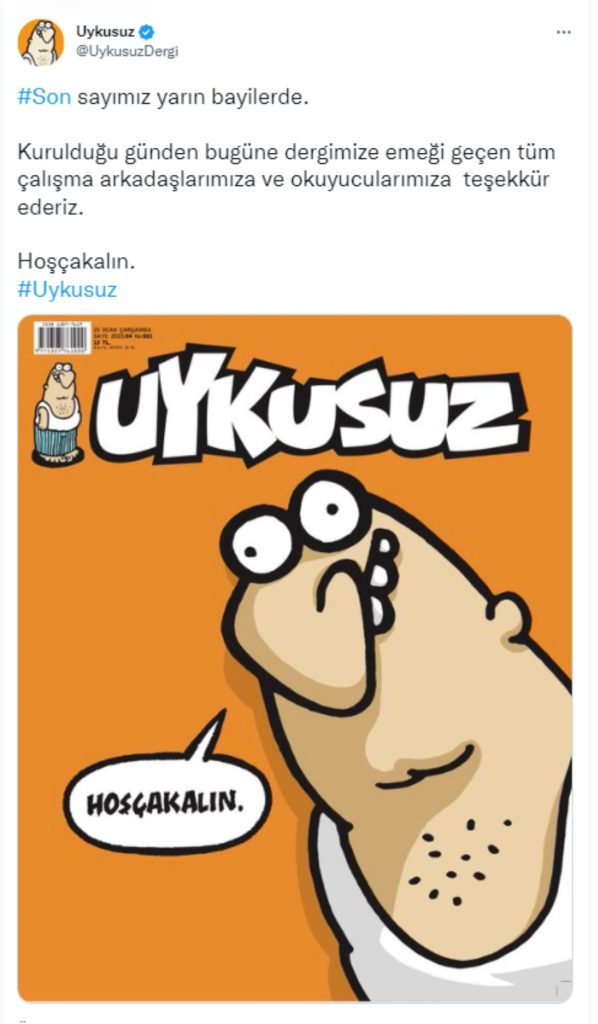 Mizah dergisi Uykusuz kapanıyor