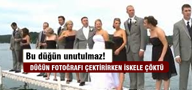 Düğün fotoğrafı çektirirken iskele çöktü