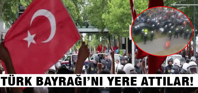 Türk Bayrağı'nı yere attılar
