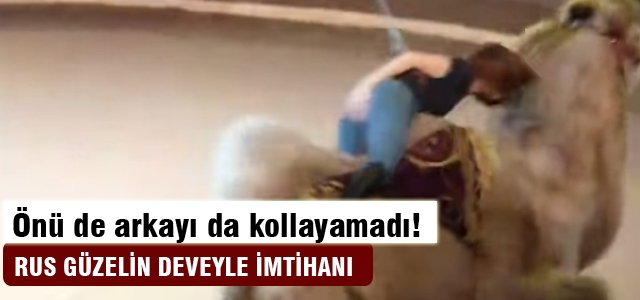 Deveye binmeye çalışan Rus güzel fena madara oldu