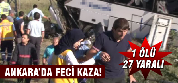 Ankara'da yolcu otobüsü şarampole yuvarlandı!
