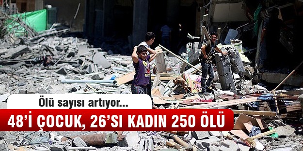 Gazze'de ölü sayısı 250'yi geçti!