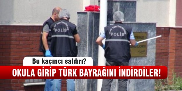 Okul bahçesinde bayrak indirme vakası!