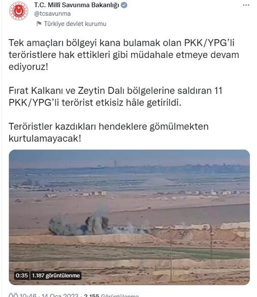 PKK/YPG'li 11 terörist etkisiz hale getirildi