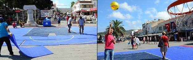 Foça Demokrasi Meydanı Basketbol Şöleni İçin Hazırlanıyor