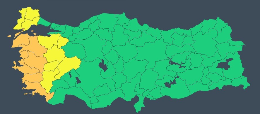 Meteoroloji 9 ili 'sarı' 6 ili 'turuncu' kod ile uyardı