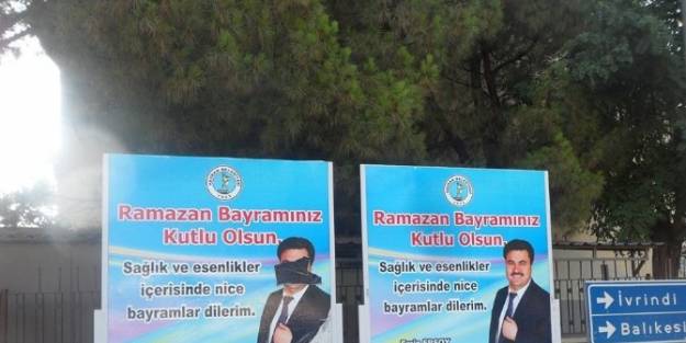 Havran’da Reklam Panosuna Çirkin Saldırı