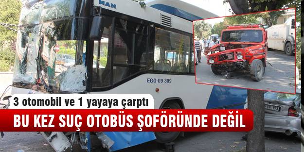 Belediye otobüsü kaza yaptı