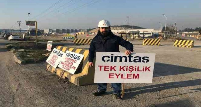 Bursa'da kaynak işçisinden tek kişilik eylem