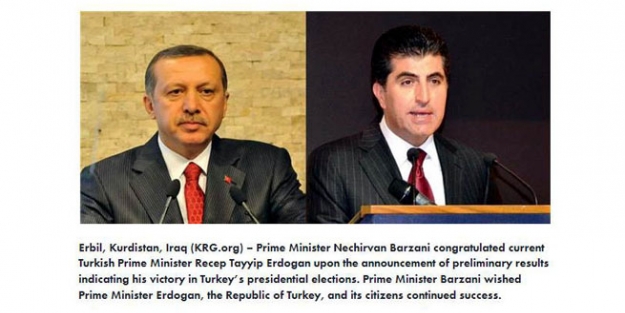 Barzani'de Erdoğan'ı kutladı