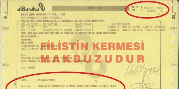 Kermesten Elde Edilen 12 Bin Tl Filistin’e