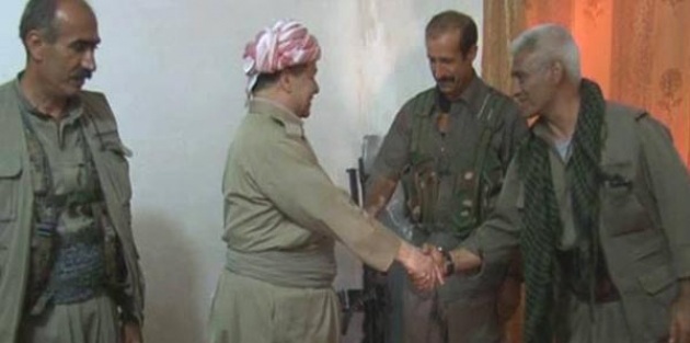 Barzani ilk kez PKK'lılar ile poz verdi