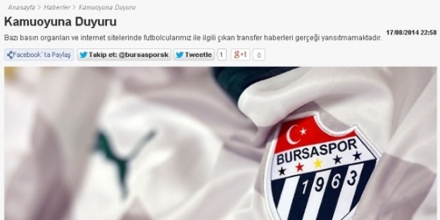 Bursaspor’dan Şener Ve Aydın Açıklaması