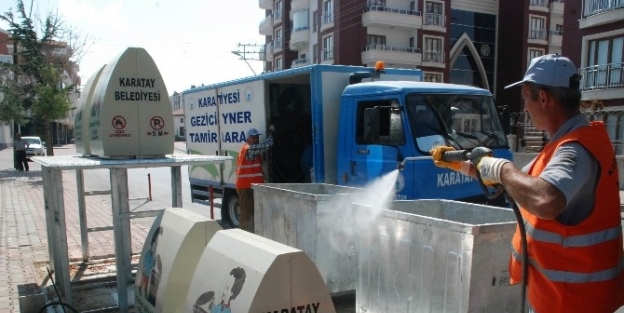 Karatay’da Çöp Konteynerleri Dezenfekte Ediliyor