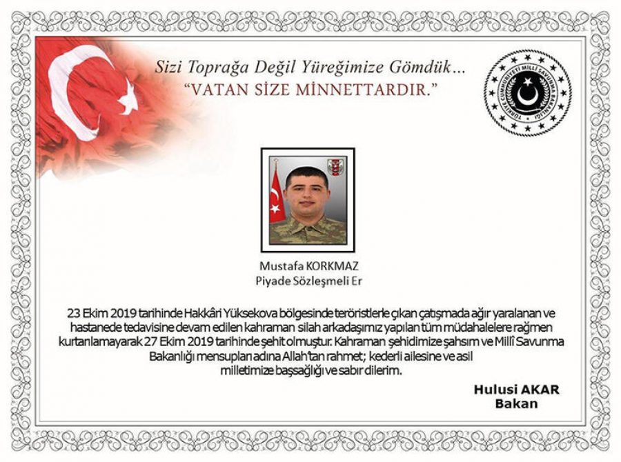 Milli Savunma Bakanlığı acı haberi duyurdu