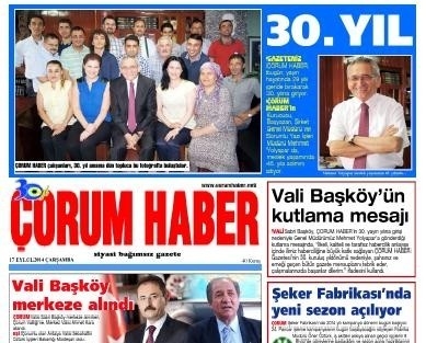 Çorum Haber Gazetesi 30. Yaşını Kutluyor